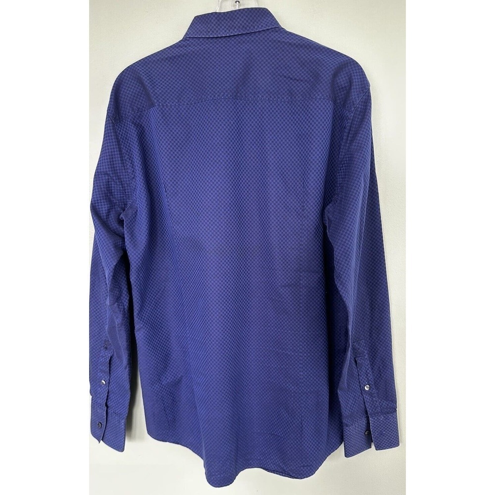 Versace Collection Mens Shirt Button Down Sz 42 16.5 Buffalo Check Blue Black‌‌ - Picture 10 of 11